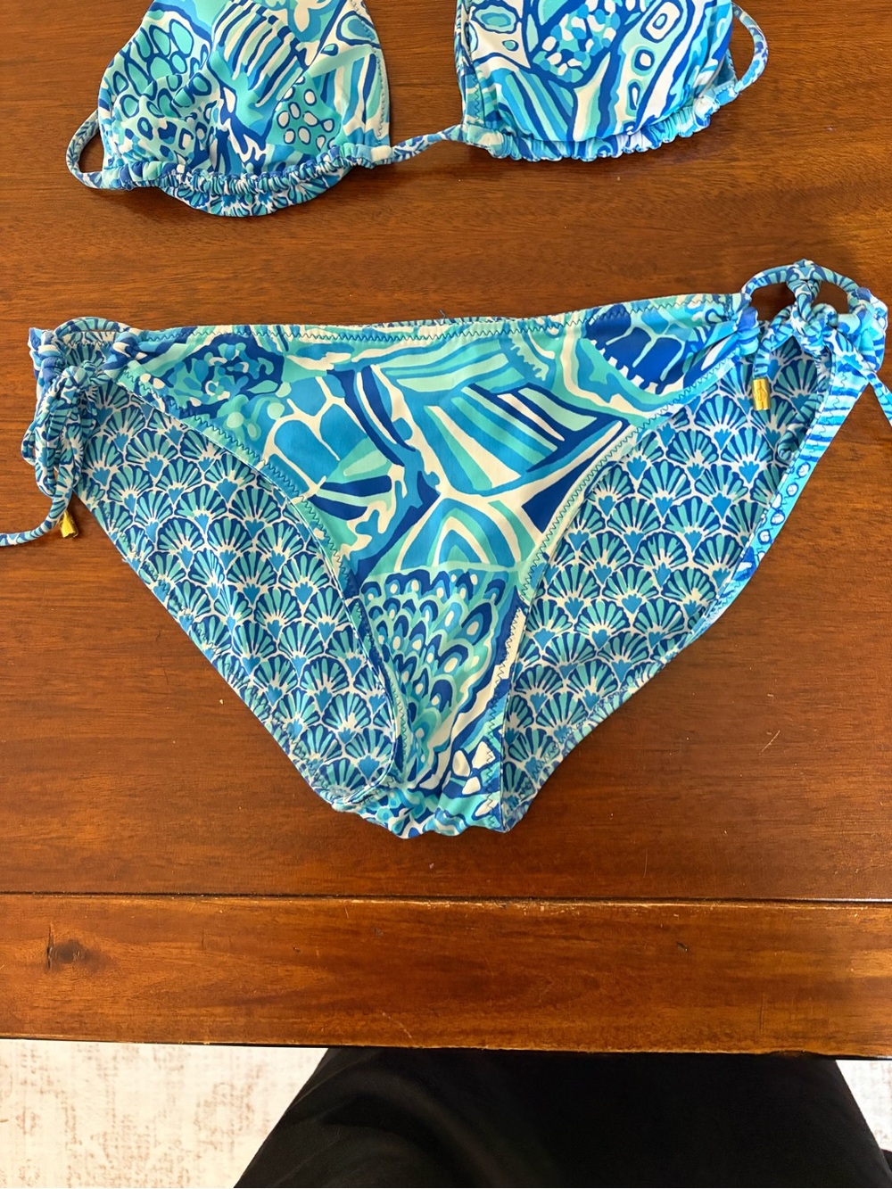 Helen Jon Blue Patterned Triangle String Bikini - Picture 5 of 6